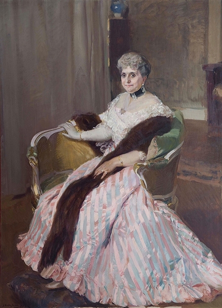 Retrato de doña Carmen Avial Llorens firmado por el insigne pintor valenciano Joaquín Sorolla y Bastida en 1905