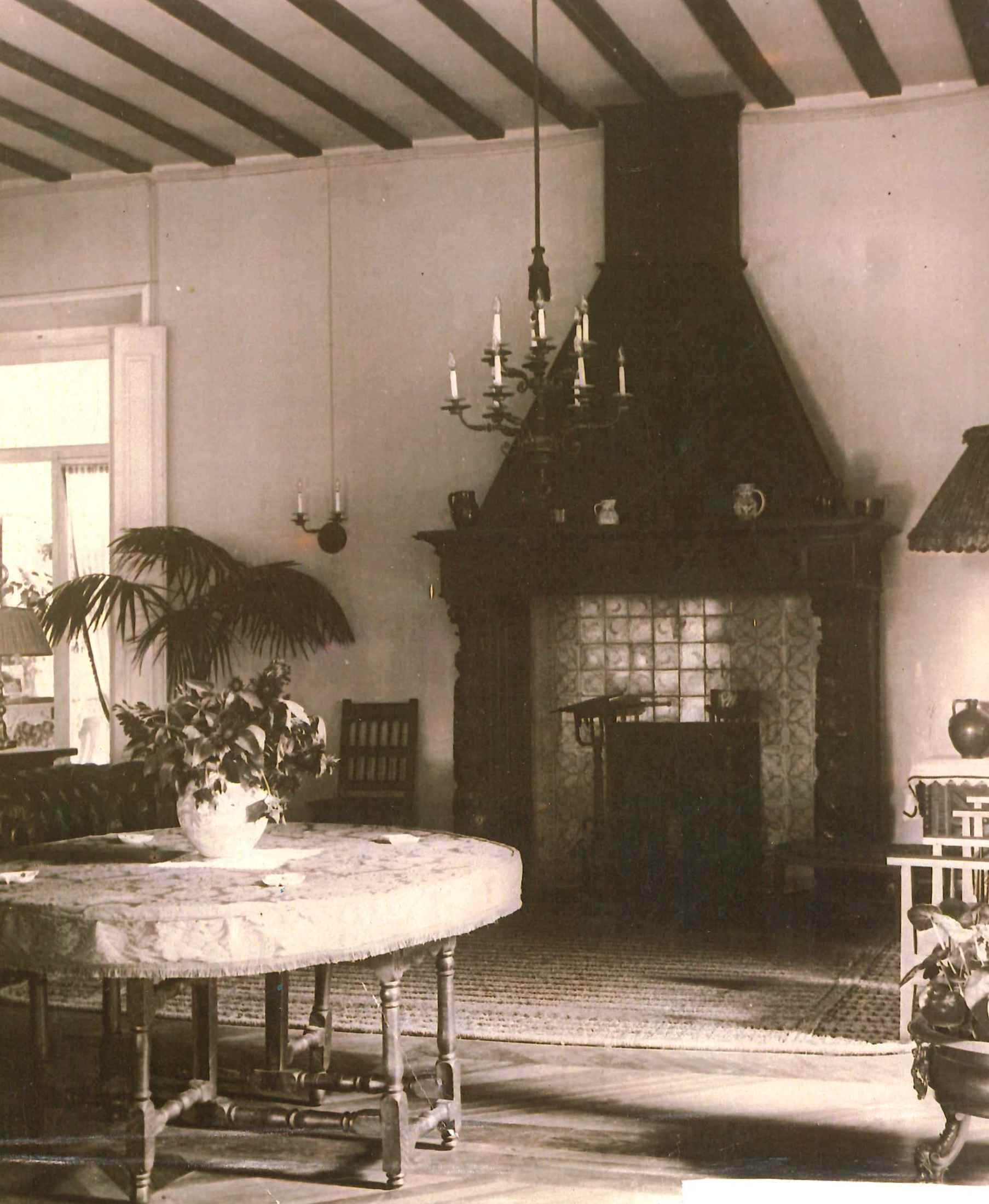 Una de las chimeneas cuando estaba el palacio habitado